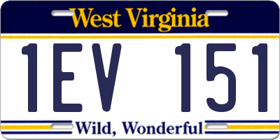 WV license plate 1EV151