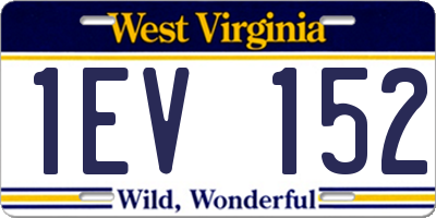 WV license plate 1EV152