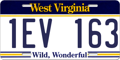 WV license plate 1EV163