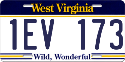 WV license plate 1EV173