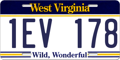 WV license plate 1EV178