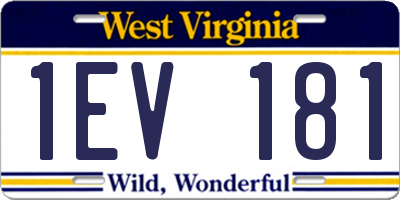 WV license plate 1EV181
