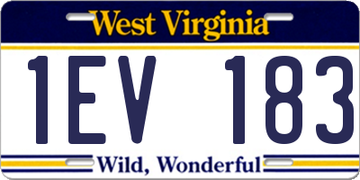 WV license plate 1EV183