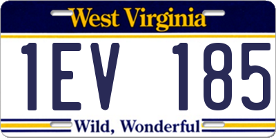 WV license plate 1EV185