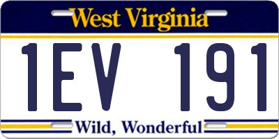 WV license plate 1EV191