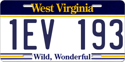 WV license plate 1EV193