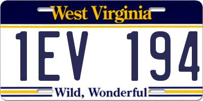 WV license plate 1EV194