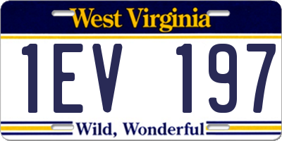 WV license plate 1EV197