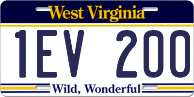 WV license plate 1EV200