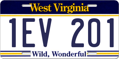 WV license plate 1EV201