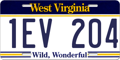 WV license plate 1EV204