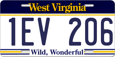 WV license plate 1EV206