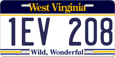 WV license plate 1EV208