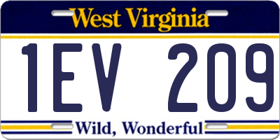 WV license plate 1EV209
