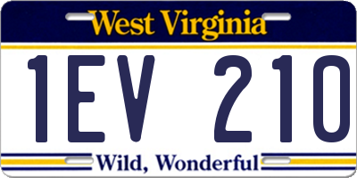 WV license plate 1EV210