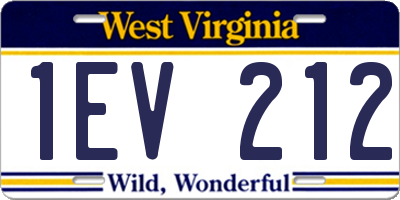 WV license plate 1EV212