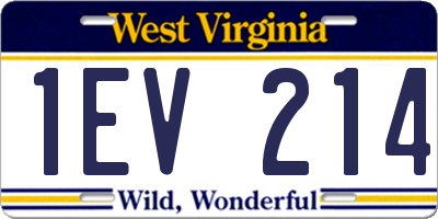 WV license plate 1EV214