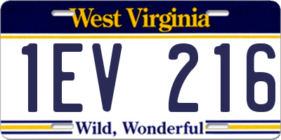 WV license plate 1EV216