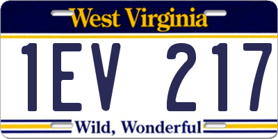 WV license plate 1EV217