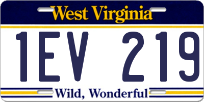 WV license plate 1EV219