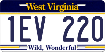 WV license plate 1EV220