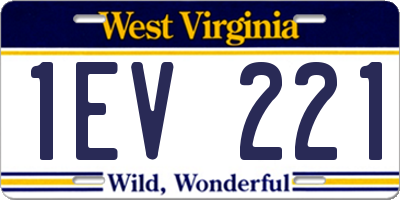 WV license plate 1EV221