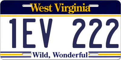 WV license plate 1EV222