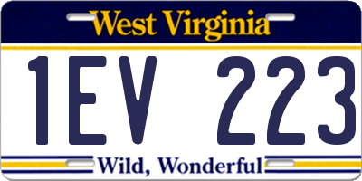 WV license plate 1EV223