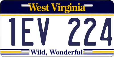WV license plate 1EV224