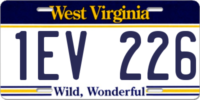 WV license plate 1EV226