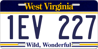 WV license plate 1EV227