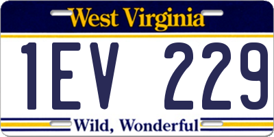 WV license plate 1EV229