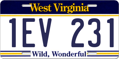 WV license plate 1EV231