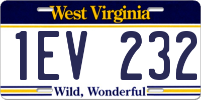 WV license plate 1EV232