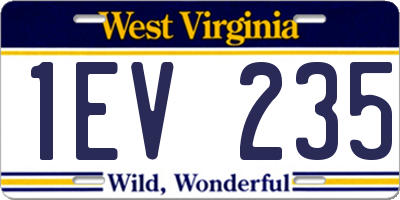 WV license plate 1EV235