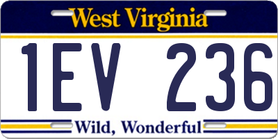 WV license plate 1EV236