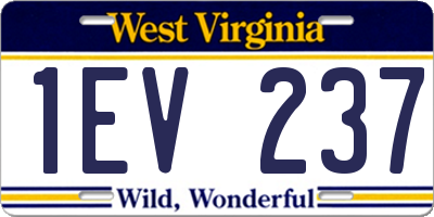 WV license plate 1EV237