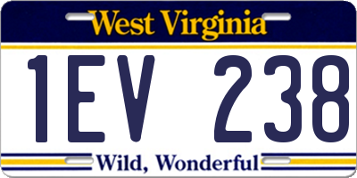 WV license plate 1EV238
