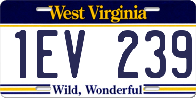 WV license plate 1EV239