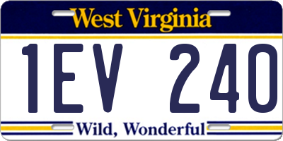 WV license plate 1EV240