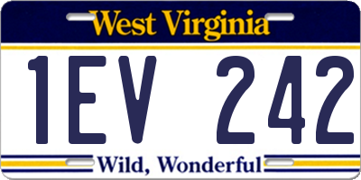 WV license plate 1EV242