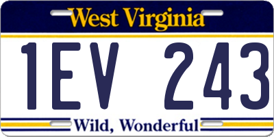 WV license plate 1EV243