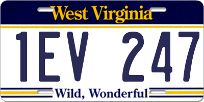 WV license plate 1EV247