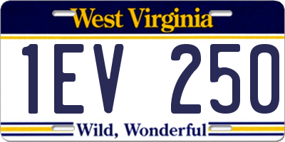 WV license plate 1EV250