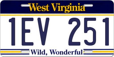 WV license plate 1EV251