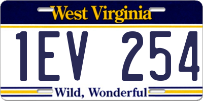 WV license plate 1EV254