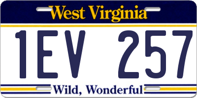 WV license plate 1EV257