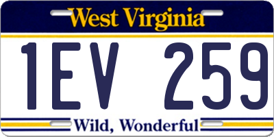WV license plate 1EV259