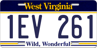 WV license plate 1EV261