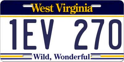 WV license plate 1EV270